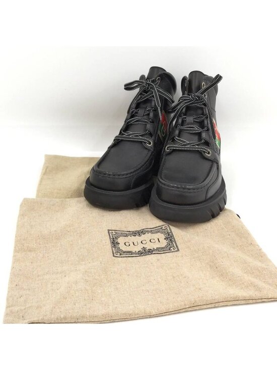 Gucci Leather Ankle Boots With Interlocking G In Black  Gucci Ankle Boots Interlocking G Lace Up Short Size 5 1 2 Leather Black